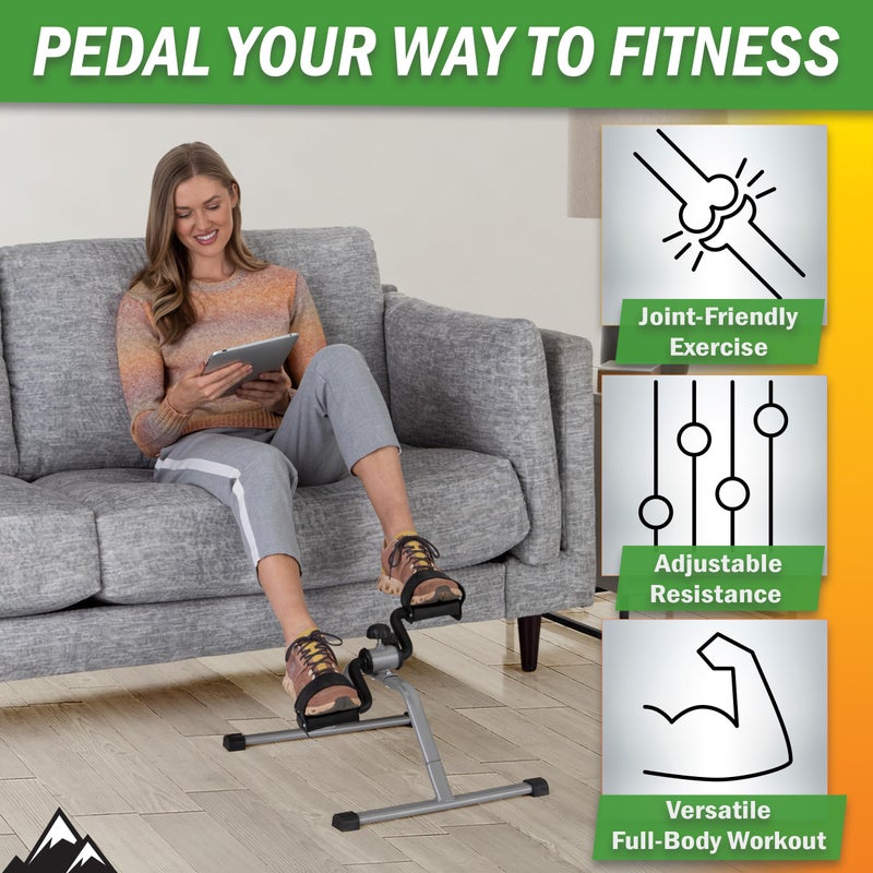 Wakeman Under-Desk Stationary Bike - Indoor Below-Desk Exercise Pedal Fitness Machine for Legs, Physical Therapy, and Calorie Burn by Wakeman (Black and Gray) - Image 3